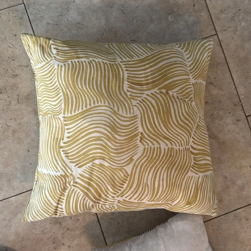 Yellow and Gray Decorative Pillows (2) Pillows - Square and Rectangle LIKE NEW